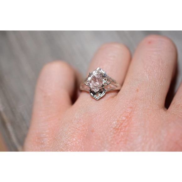 Art Deco Ring Raw Diamond Ring Rough Diamond Ring promise anniversary gi… - Picture 4 of 5